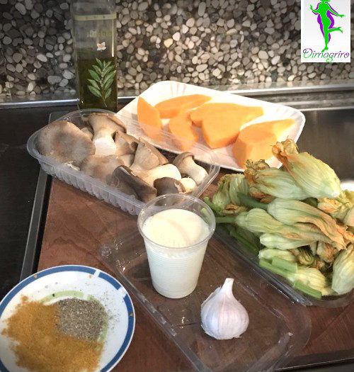 Cardoncelli alla zucca rossa con fiori di zucca
