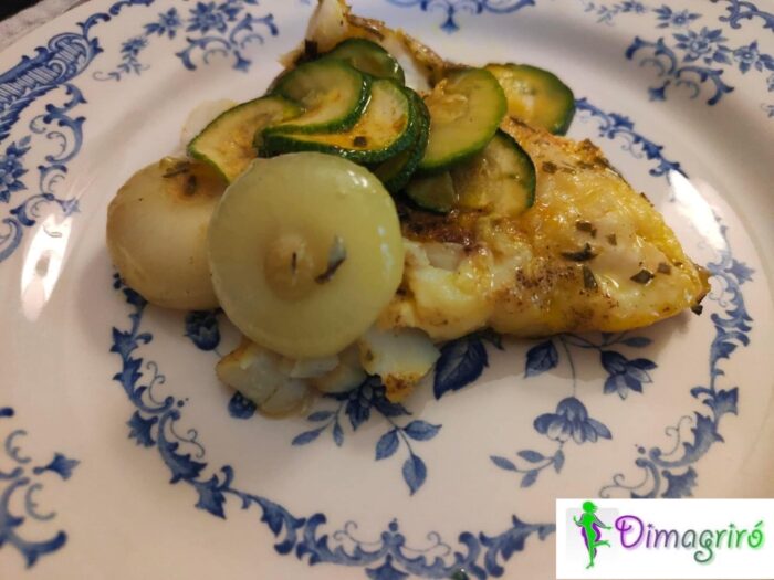 baccalà con cipollotti e zucchine profumati al curry