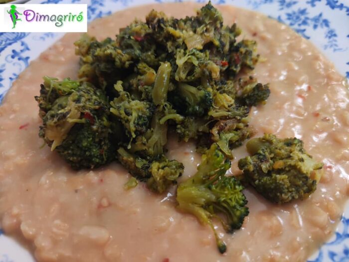 cime di broccolo su letto di crema di ceci ador di alloro