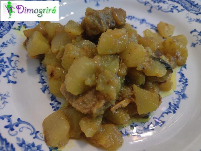 Spezzatino di vitello odor di basilico con zucchine centenarie
